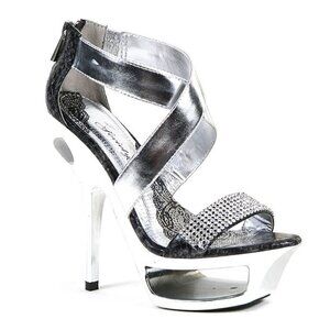 Gunmetal Silver Rhinestone Platform Heels